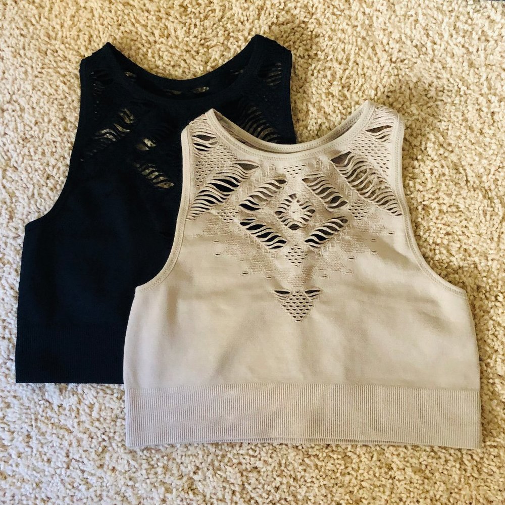 AERIE Chill Seamless High Neck Bralettes - TWO